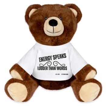 Energy speaks louder than words - MiniFeet® RecycelBär® Teddy Bear Brown - white - Front