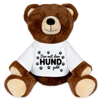 Funny Dog Saying Statement Walk - MiniFeet® RecycelBär® Teddy Bear Brown - white - Front