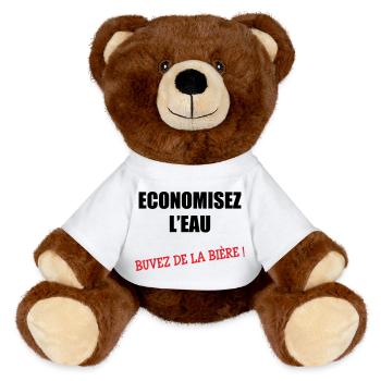 Save water, drink beer - MiniFeet® RecycelBär® Teddy Bear Brown - white - Front