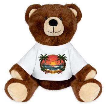 Tropical Sunset Wave Circle - MiniFeet® RecycelBär® Teddy Bear Brown - white - Front