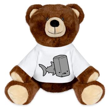 Funny Literal Hammerhead Shark Pun - MiniFeet® RecycelBär® Teddy Bear Brown - white - Front