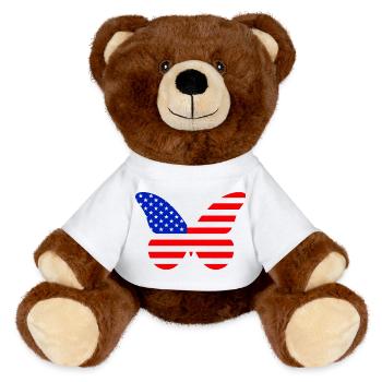 Gestreifter amerikanischer Flügel - MiniFeet® RecycelBär® Braun - Weiß - Vorne