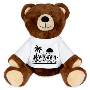 Urlaub Party Strand Team - MiniFeet® RecycelBär® Braun - Weiß - Vorne