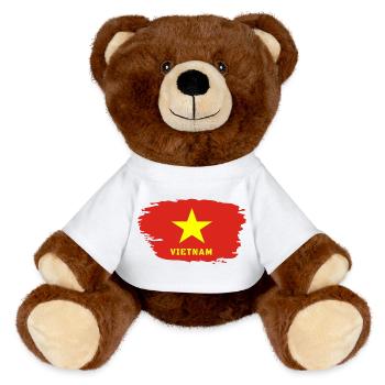 Vietnam Flagge / Geschenk Hanoi Asien Südostasien - MiniFeet® RecycelBär® Braun - Weiß - Vorne