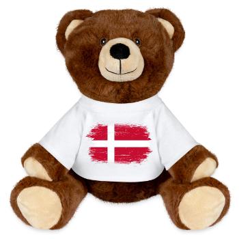 Conception du drapeau pinceau Grunge Dannebrog - Nounours RecycelBär® marron - blanc - Devant