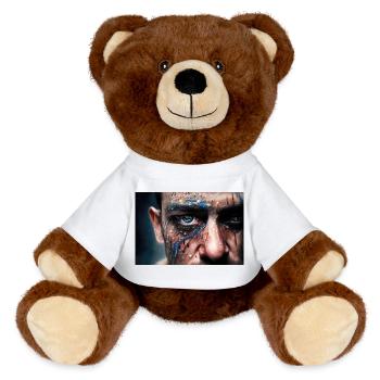 Disturbing man's face - MiniFeet® RecycelBär® Teddy Bear Brown - white - Front