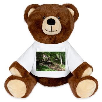 Chemin rocheux dans la lumière de la forêt / Forêt-Noire du Nord - Nounours RecycelBär® marron - blanc - Devant