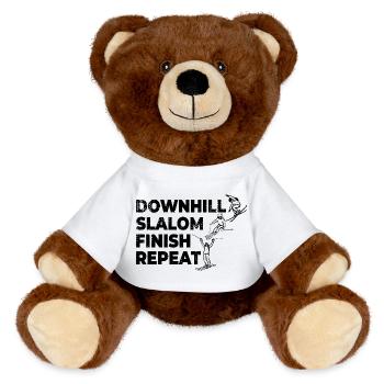 Downhill Slalom Finish Repeat - MiniFeet® RecycelBär® Braun - Weiß - Vorne