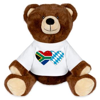 Afrique du Sud Drapeau de Bavière coeur utilisé - Nounours RecycelBär® marron - blanc - Devant