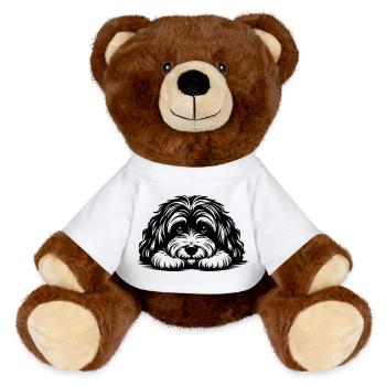 Havanese head with paws - MiniFeet® RecycelBär® Teddy Bear Brown - white - Front