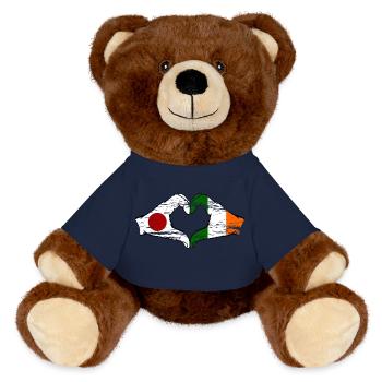 Japan Ireland hands heart shape used - MiniFeet® RecycelBär® Teddy Bear Brown - french navy - Front