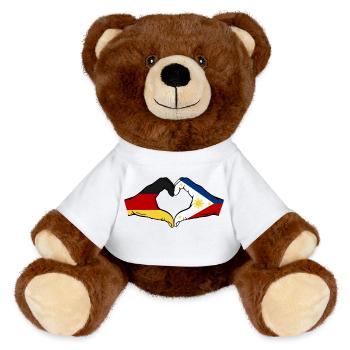 Deutschland Philippinen Flagge Hände Herzform - MiniFeet® RecycelBär® Braun - Weiß - Vorne
