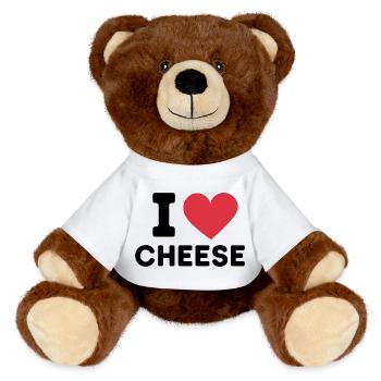 Citation J'aime le fromage, amateur de nourriture - Nounours RecycelBär® marron - blanc - Devant