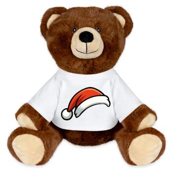 Festlicher Weihnachtshut Cartoon - MiniFeet® RecycelBär® Braun - Weiß - Vorne
