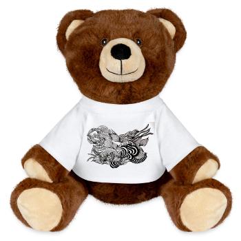 Schwarzweiß Fluss Blütenmuster - MiniFeet® RecycelBär® Braun - Weiß - Vorne