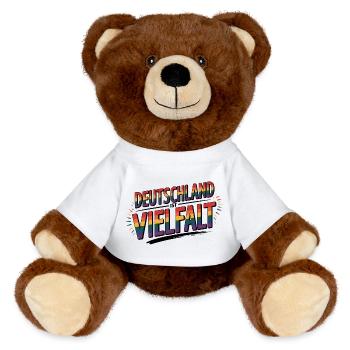 Deutschland ist Vielfalt - Cool Pride Logo - MiniFeet® RecycelBär® Braun - Weiß - Vorne