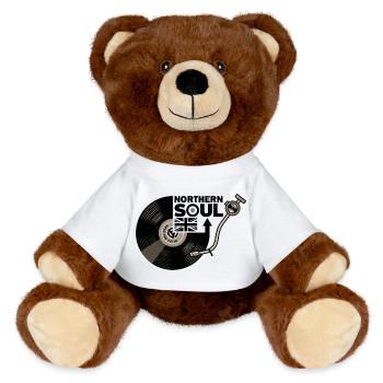 Northern Soul - Union Jack - Vinyl Record - MiniFeet® RecycelBär® Teddy Bear Brown - white - Front