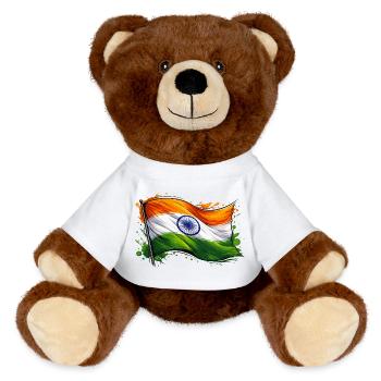 India Flag - MiniFeet® RecycelBär® Teddy Bear Brown - white - Front
