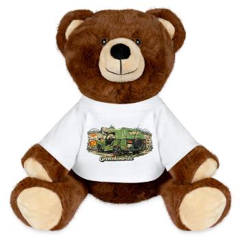 Border Control Vintage Car Symbolism - MiniFeet® RecycelBär® Teddy Bear Brown - white - Front