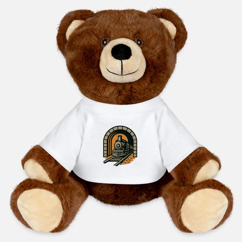 Railway through tunnel arch - MiniFeet® RecycelBär® Teddy Bear Brown - white