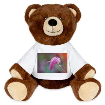 Fleur Brossée Rose  - Nounours RecycelBär® marron - blanc - Devant