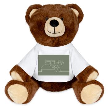 Just Five More Minutes Bedroom Humor - MiniFeet® RecycelBär® Teddy Bear Brown - white - Front