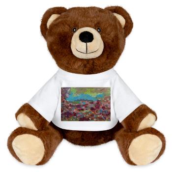 Buntglas-Chaos der Farben - MiniFeet® RecycelBär® Braun - Weiß - Vorne
