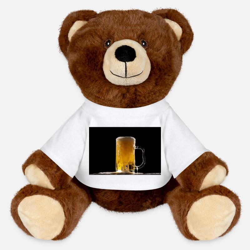Bierkrug im Dunkel: Schaumschimmer - MiniFeet® RecycelBär® Braun - Weiß