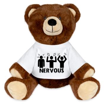 Nervös - MiniFeet® RecycelBär® Braun - Weiß - Vorne