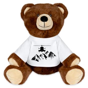 Hélicoptère avec des montagnes - Nounours RecycelBär® marron - blanc - Devant