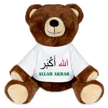 Allah Akbar - MiniFeet® RecycelBär® Teddy Bear Brown - white - Front