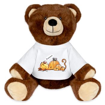 Ronflement chat et souris - Cadeau - Nounours RecycelBär® marron - blanc - Devant