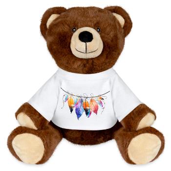 Colorful dreamcatcher design - MiniFeet® RecycelBär® Teddy Bear Brown - white - Front