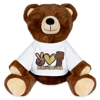 Peace Love BLM Black Lives Matter African Pride - Nounours RecycelBär® marron - blanc - Devant