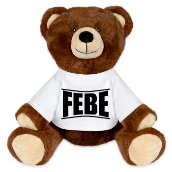 Febe T-Shirt T-Shirt Geschenkidee - MiniFeet® RecycelBär® Braun - Weiß - Vorne