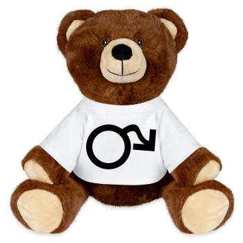Symbol männlich hängend - MiniFeet® RecycelBär® Braun - Weiß - Vorne