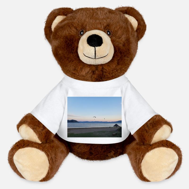 Vacances, Plage, Mer, Soleil, Coucher De Soleil - Nounours RecycelBär® marron - blanc
