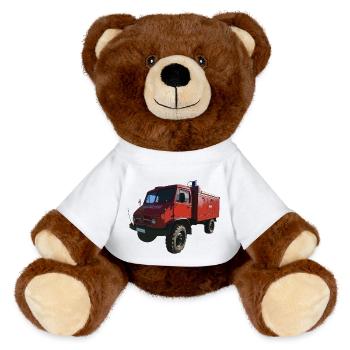 Sapeurs-pompiers Unimog - Camion de pompiers - Pompiers Unimog - Nounours RecycelBär® marron - blanc - Devant
