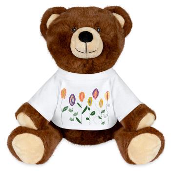 Chaque yoni est beau. Positivité corporelle. - Nounours RecycelBär® marron - blanc - Devant