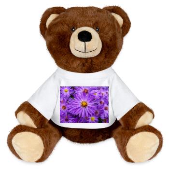 New England aster also hairy Michaelmas-daisy - MiniFeet® RecycelBär® Teddy Bear Brown - white - Front