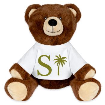 Letter s Green Palm - MiniFeet® RecycelBär® Teddy Bear Brown - white - Front