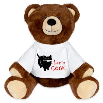YANACAT Knife Cat. Sweet but Psychic Cooking - MiniFeet® RecycelBär® Teddy Bear Brown - white - Front