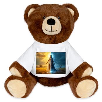 Adroa – Lugbara god of duality, light and shadow - MiniFeet® RecycelBär® Teddy Bear Brown - white - Front