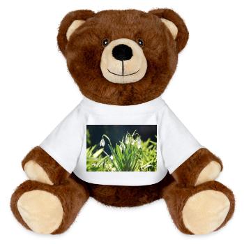 Schneeglöckchen Frühling Blüte Design - MiniFeet® RecycelBär® Braun - Weiß - Vorne