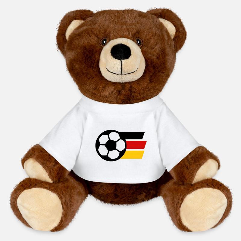 Abstract color geometry in red and yellow - MiniFeet® RecycelBär® Teddy Bear Brown - white