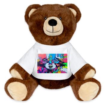 Colorful raccoon - MiniFeet® RecycelBär® Teddy Bear Brown - white - Front