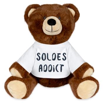 Sale Addict Humor Shopping und Mode - MiniFeet® RecycelBär® Braun - Weiß - Vorne