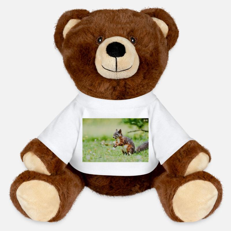 Mosaïque d’écureuil dans le champ d’herbe - Nounours RecycelBär® marron - blanc