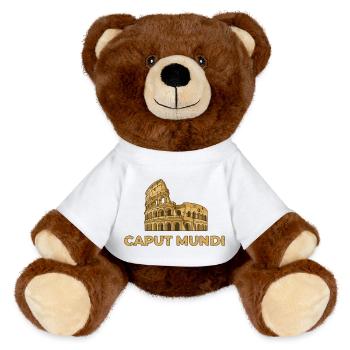 Italien Rom Caput Mundi Kolosseo Grafik-Logo - MiniFeet® RecycelBär® Braun - Weiß - Vorne