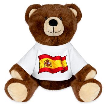 Spanische Flaggen-Wellen-Design - MiniFeet® RecycelBär® Braun - Weiß - Vorne